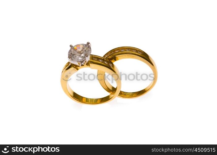 Two wedding rings - selective focus at the lower part