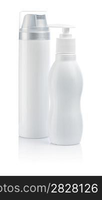 two white cosmetical bottles
