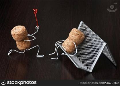 two wine corks, dating
