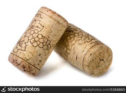 Two wine corks isolated on white