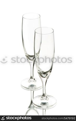 Two wine glasses isolated on the white
