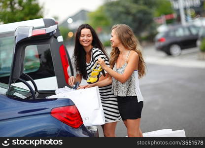 Two woman after shopping