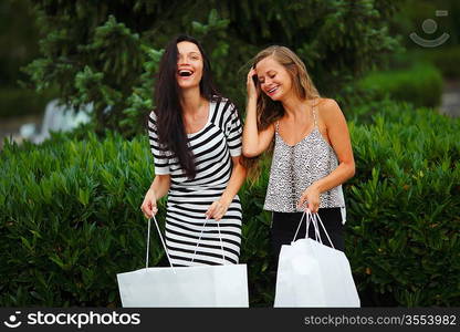 Two woman after shopping