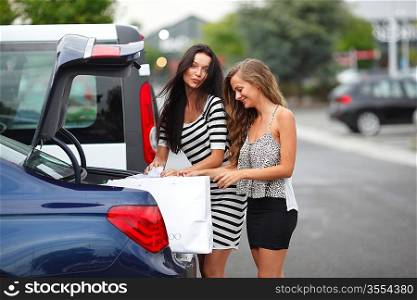 Two woman after shopping