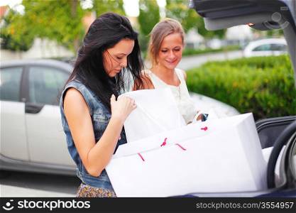 Two woman after shopping