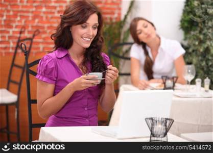 Two woman in restaurant
