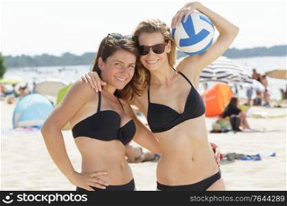 two women after playing beach volley