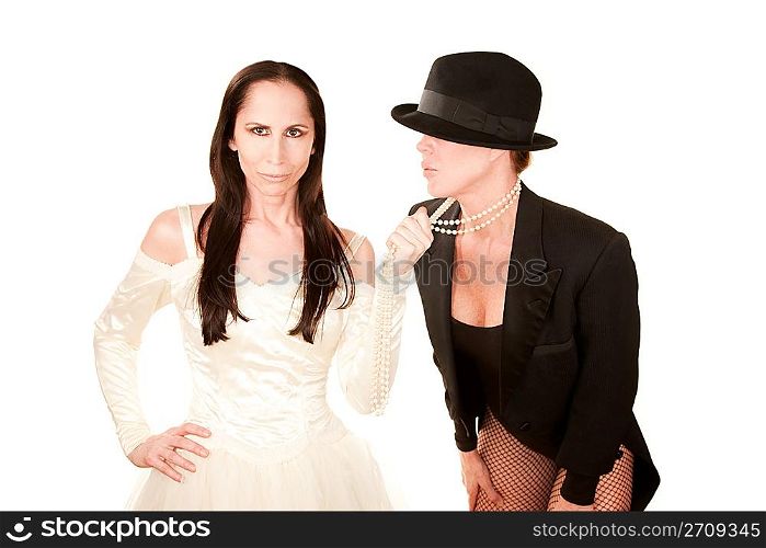 Two women as bride and groom