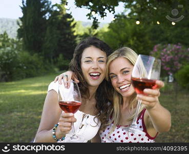Two women celebrating