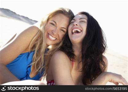 Two Women Enjoying Beach Holiday