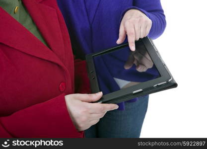 Two women with a digital tablet, detail