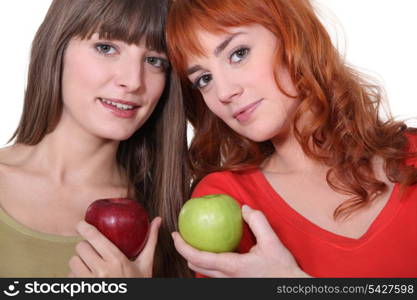 Two women with apples