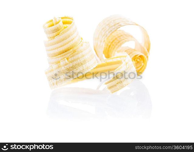 two wooden shavings isolated