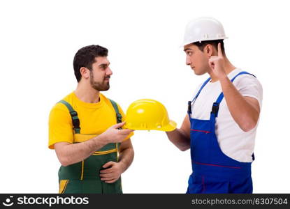 Two workers isolated on the white background