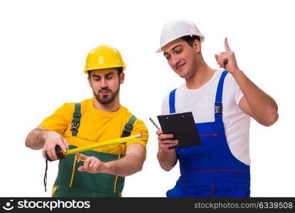 Two workers isolated on the white background