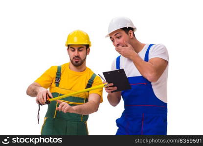 Two workers isolated on the white background