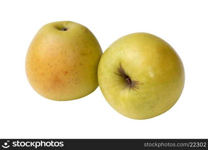 two yellow apple isolated in white background
