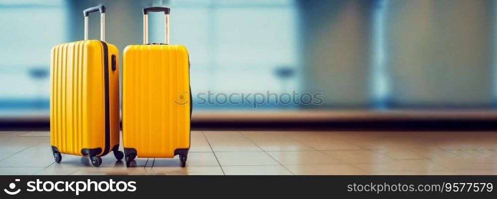 Two Yellow Luggage Suitcases at the Airport