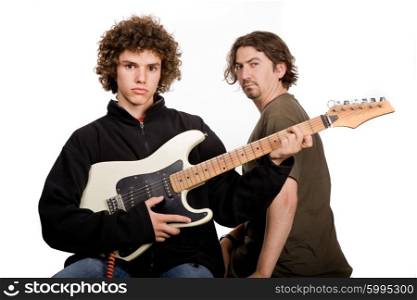 two young band members, isolated on white