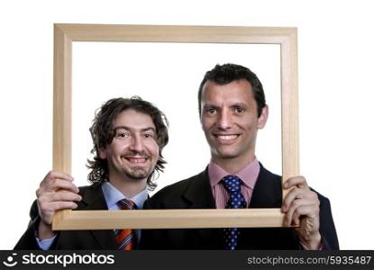 two young business man portrait inside a frame