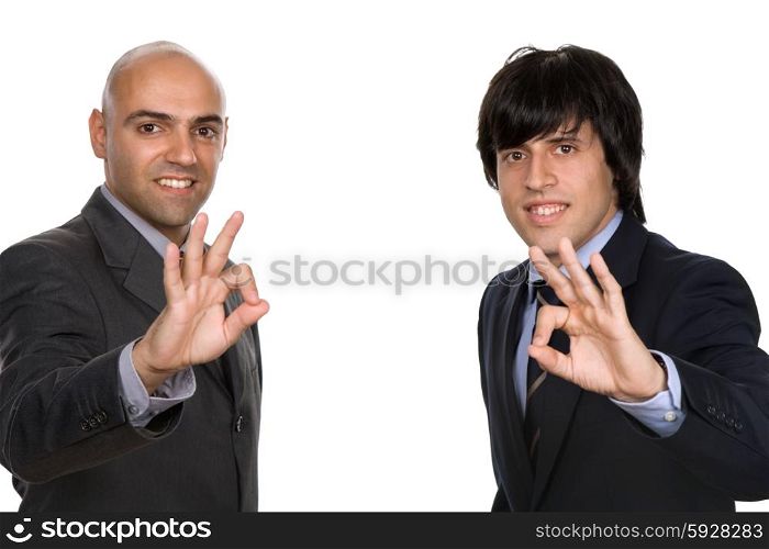 two young business men portrait, focus on the right man
