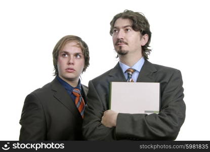 two young business men portrait isolated on white