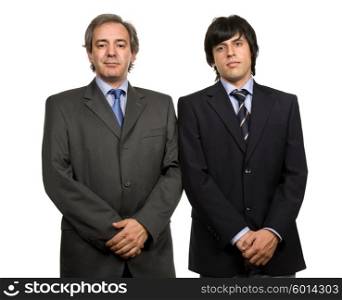 two young business men portrait, isolated on white