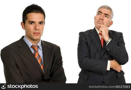 two young business men portrait, isolated on white