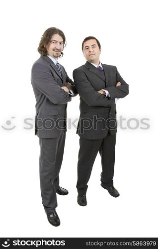 two young businessmen full body, isolated on white