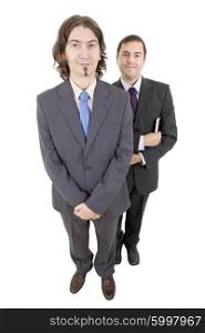two young businessmen full body, isolated on white