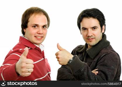 two young casual men isolated on white