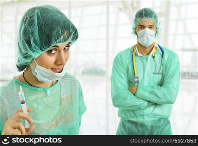 two young doctors at the hospital
