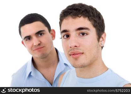 two young happy teenagers isolated on white