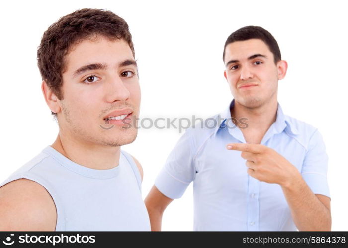 two young happy teenagers isolated on white