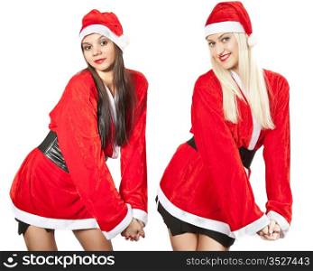 two young woman in a suit of Santy