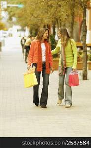 Two young women carrying shopping bags