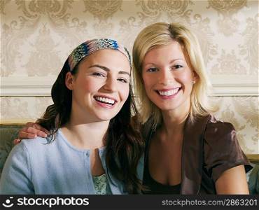 Two Young Women Friends Smiling
