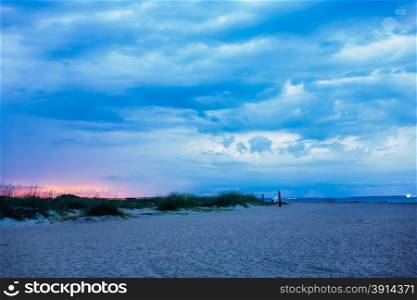 tybee island town beach scenes at sunset