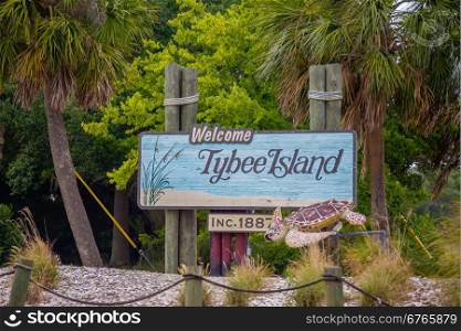tybee island welcome greeting sign