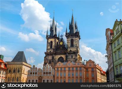 Tynsky cathedral at summer day in Prague