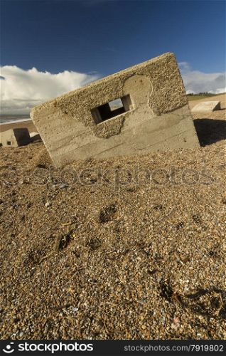 Type 26 WWII pillbox at the western end of the Chesil Beach, Abbotsbury, England, United Kingdom, Europe