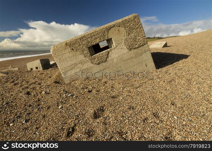 Type 26 WWII pillbox at the western end of the Chesil Beach, Abbotsbury, England, United Kingdom, Europe