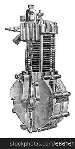 Type motor fins, vintage engraved illustration. Industrial encyclopedia E.-O. Lami - 1875.