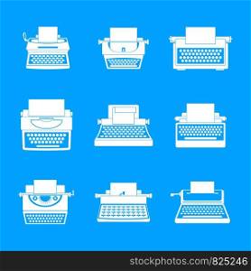 Typewriter machine keys old keyboard icons set. Simple illustration of 9 typewriter machine keys old keyboard vector icons for web. Typewriter machine keys icons set, simple style
