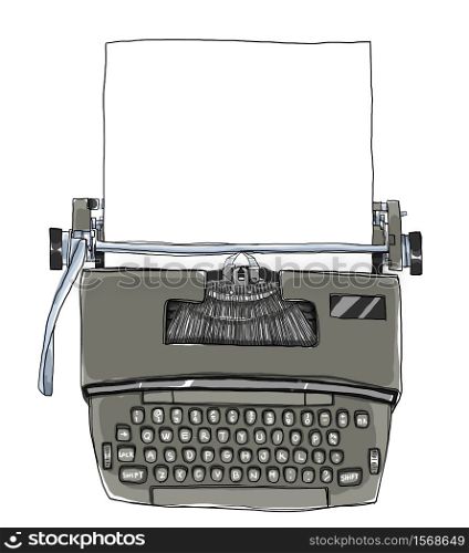 Typewriter Vintage Electric with paper cute art illustration