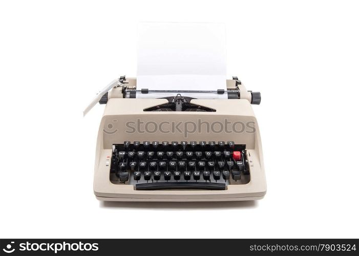 Typewriter with a sheet of paper isolated on white