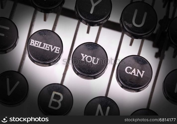 Typewriter with special buttons, believe you can