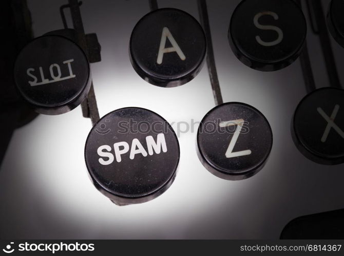 Typewriter with special buttons, spam