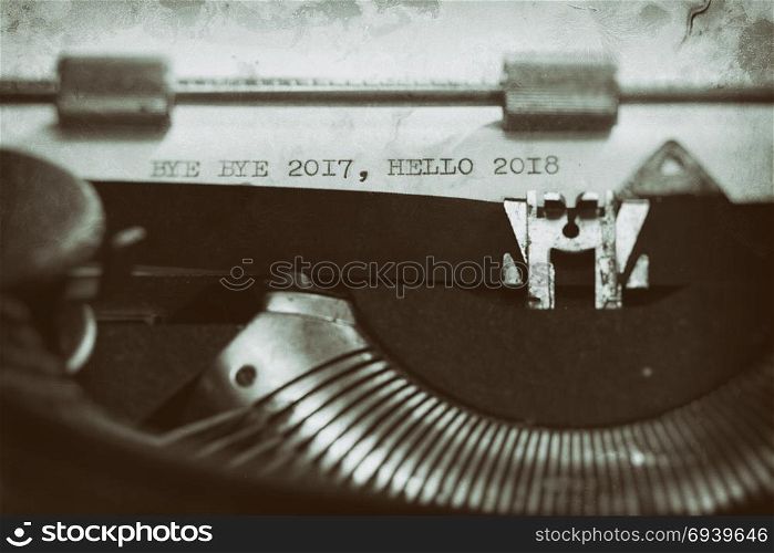 Typewriter with the phrase, Happy 2018 and goodbye to 2017