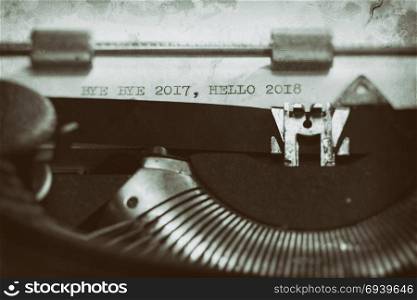 Typewriter with the phrase, Happy 2018 and goodbye to 2017